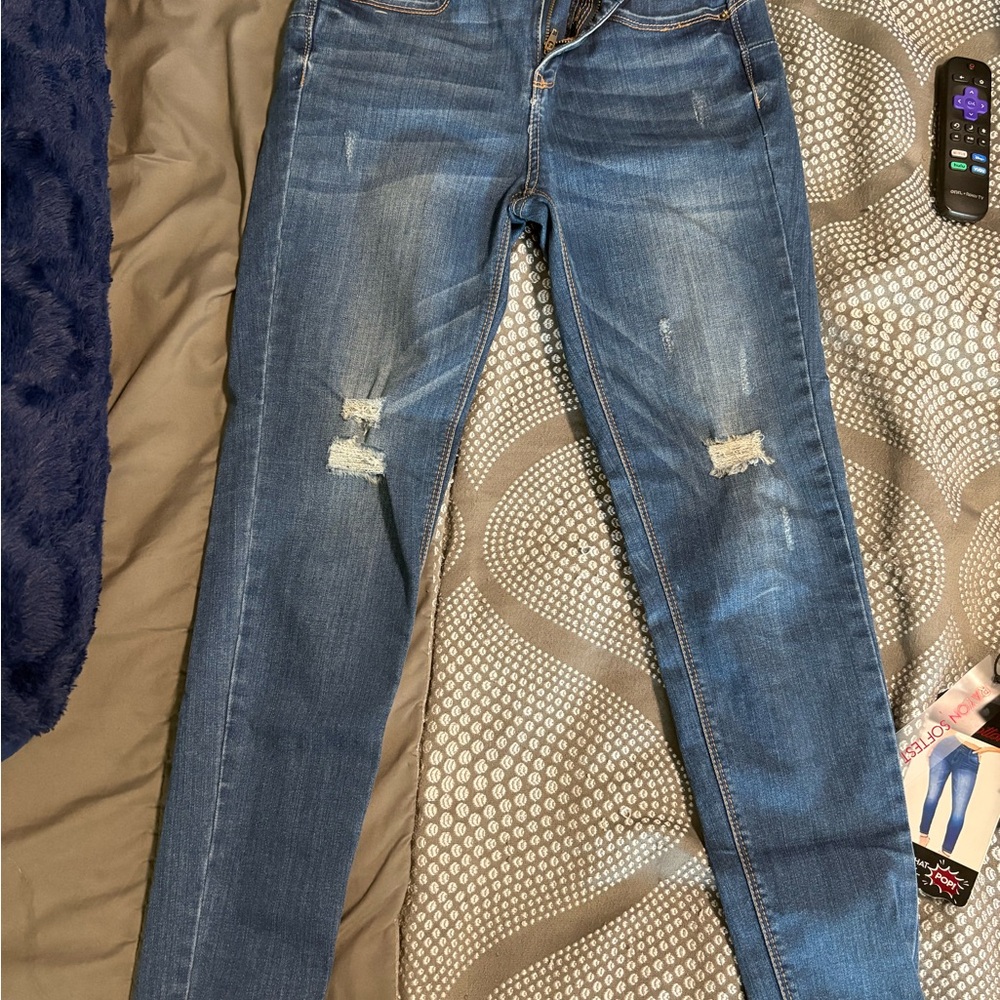 Wax Jean Blue Skinny Distressed Denim